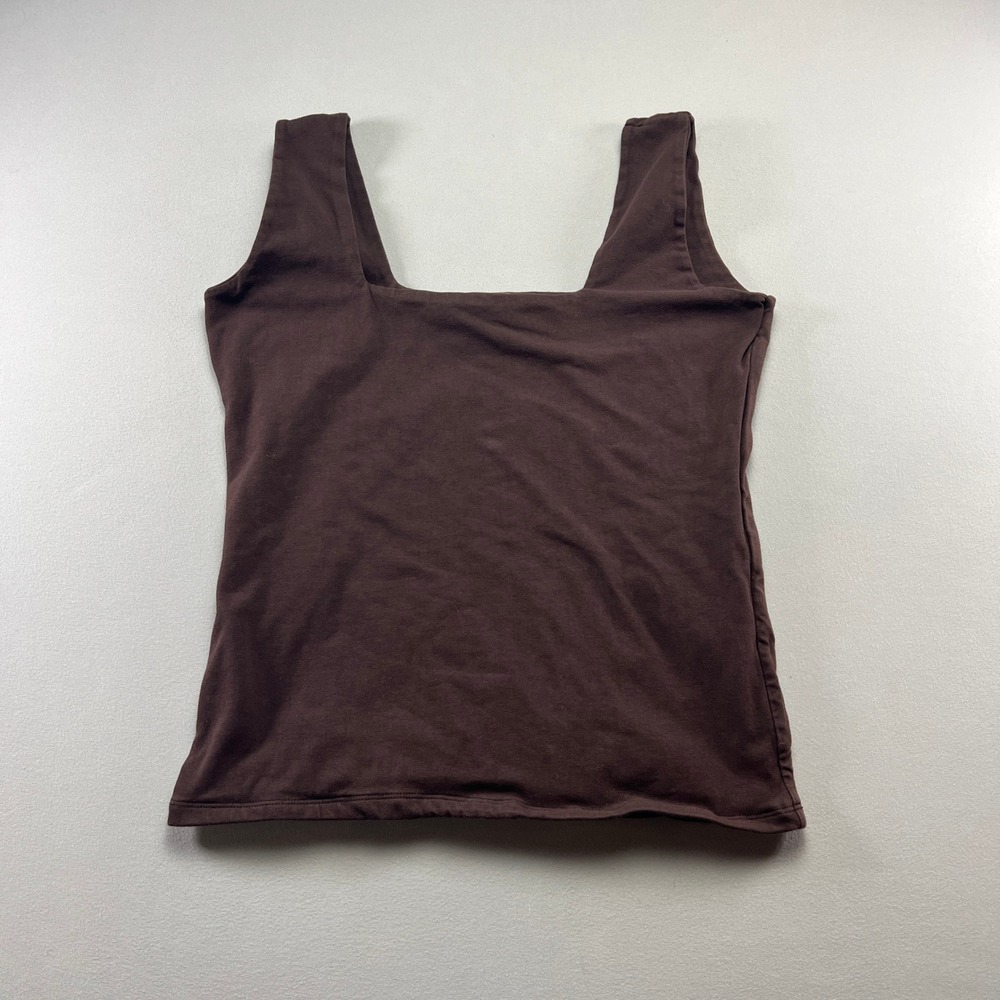 Rebdolls Tank Top Womens 2X (18-20) Brown Cotton Stretch Wide Strap Square Neck